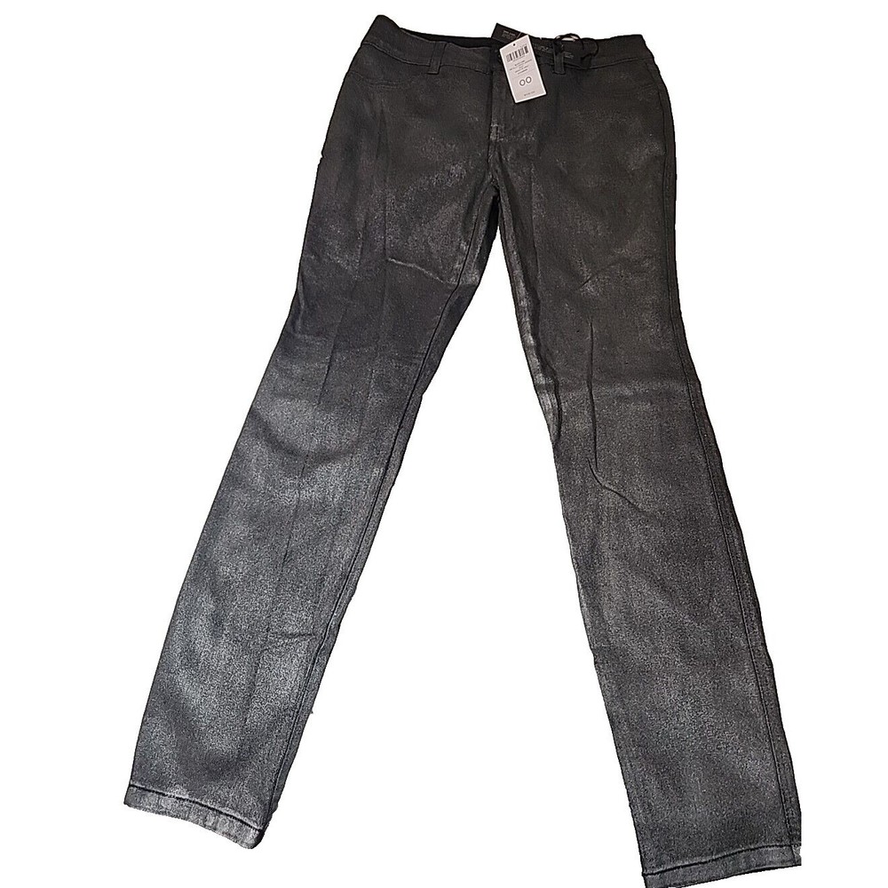 NEW Chico's Black Label Metallic Denim Jegging Pants Graphic Gray 00 Womens $109